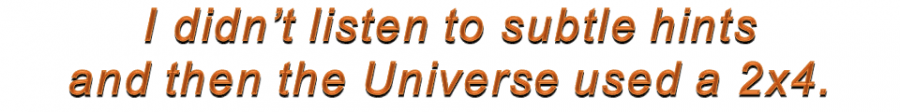 I didn’t listen to subtle hints and then the Universe used a 2x4.